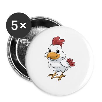 Kleines Hühnchen - Buttons groß 56 mm (5er Pack) - Weiß - Vorne