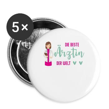 Ärztin shirt • Die beste Ärztin der Welt Geschenk - Buttons groß 56 mm (5er Pack) - Weiß - Vorne