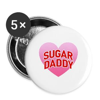 Sugar Daddy with pink heart | Sayings T-shirt - Buttons large 2.2''/56 mm (5-pack) - white - Front