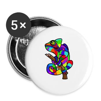 Caméléon reptile gecko - Lot de 5 grands badges (56 mm) - blanc - Devant