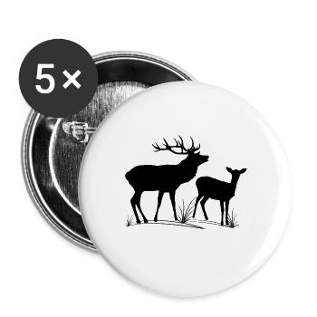Deer, roe deer, fallow deer, forest, animals, deer - Buttons large 2.2''/56 mm (5-pack) - white - Front
