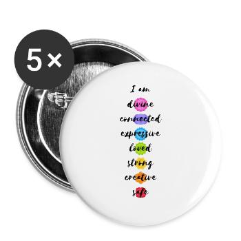 Yoga Méditation Spiritualité Chakraen Chakra - Lot de 5 grands badges (56 mm) - blanc - Devant