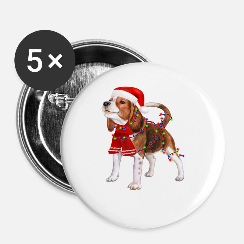 Beagle - Buttons groß 56 mm (5er Pack) - Weiß