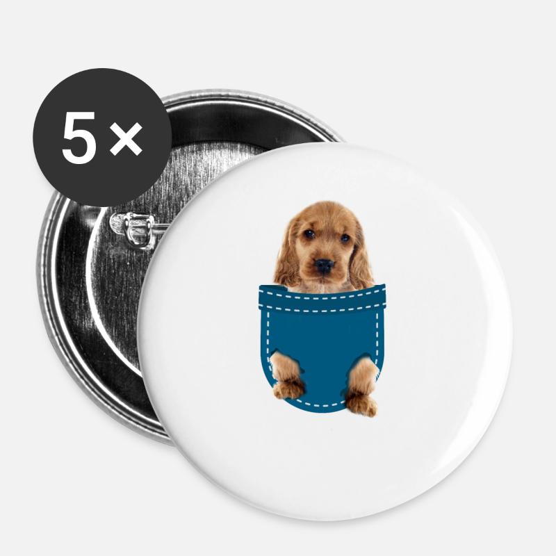 Cocker spaniel - Buttons large 2.2''/56 mm (5-pack) - white