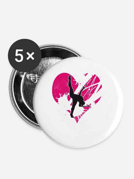 Herz rsg 5 - Buttons groß 56 mm (5er Pack) - Weiß