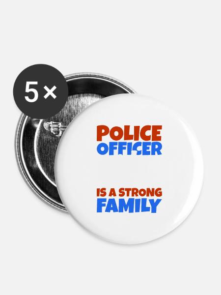 Polizei - Buttons groß 56 mm (5er Pack) - Weiß