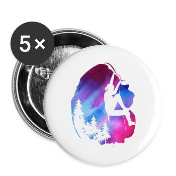 Weibliche Klettererin Zipline Aquarell-Abenteuer - Buttons groß 56 mm (5er Pack) - Weiß - Vorne