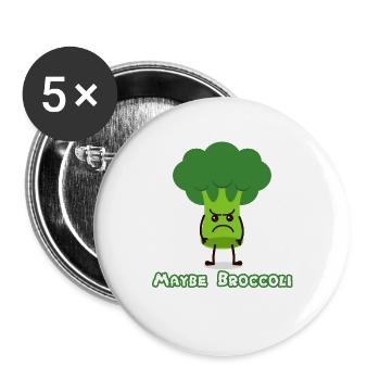 Brokkoli - Buttons groß 56 mm (5er Pack) - Weiß - Vorne