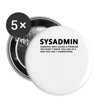 sysadmin - Lot de 5 grands badges (56 mm) - blanc - Devant