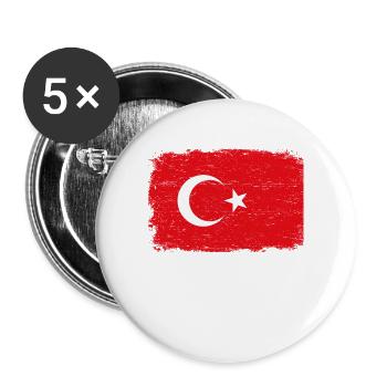DRAPEAU TURC Turquie drapeau cadeau pour les Turcs - Lot de 5 grands badges (56 mm) - blanc - Devant