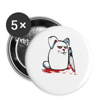What? Bloody Rabbit with Knife - Buttons large 2.2''/56 mm (5-pack) - white - Front