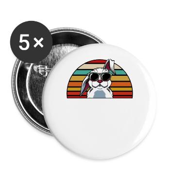 Best Bunny Dad Ever Retro - Buttons groß 56 mm (5er Pack) - Weiß - Vorne