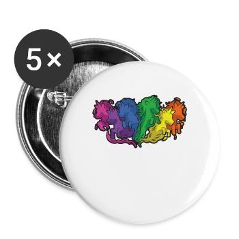 Horses Rainbow Gallop Cartoon - Buttons large 2.2''/56 mm (5-pack) - white - Front
