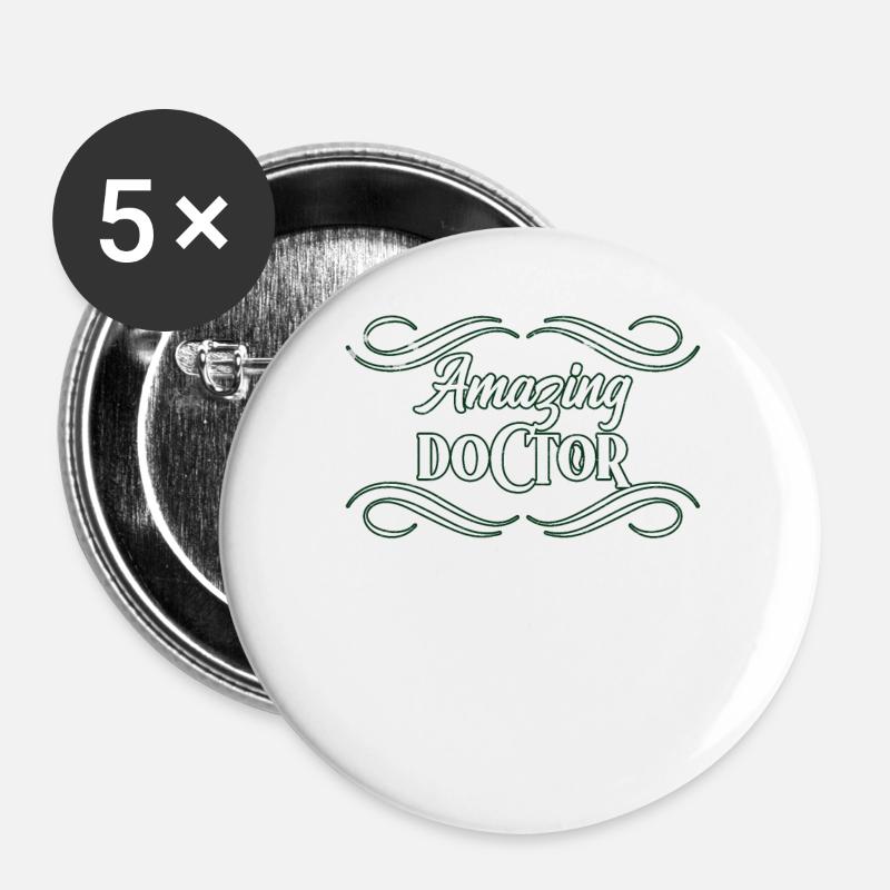 Arzt - Buttons groß 56 mm (5er Pack) - Weiß