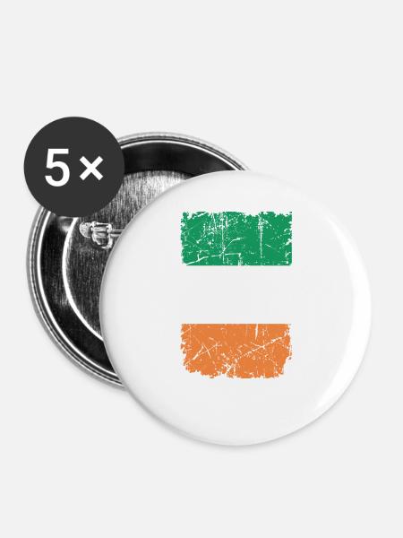 Irland - Buttons groß 56 mm (5er Pack) - Weiß