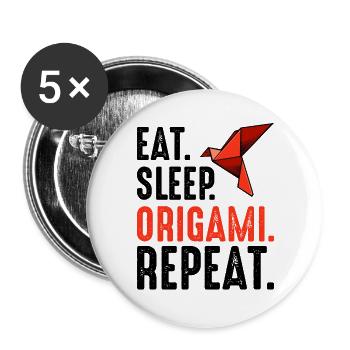 Oiseau Origami Rouge - Lot de 5 grands badges (56 mm) - blanc - Devant