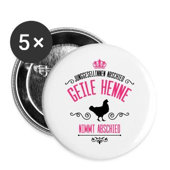 junggesellinnen geile henne abschied - Buttons groß 56 mm (5er Pack) - Weiß - Vorne