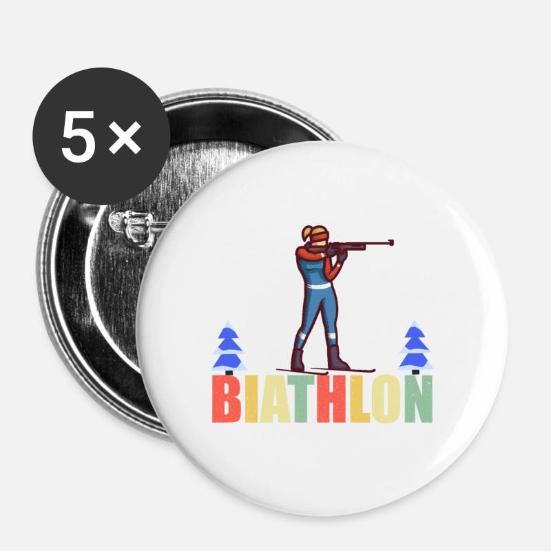 Biathlon Germany Norway Austria gift - Buttons large 2.2''/56 mm (5-pack) - white