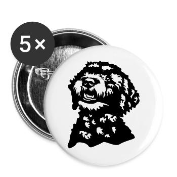 Lagotto Romagnolo Kopf - Buttons groß 56 mm (5er Pack) - Weiß - Vorne