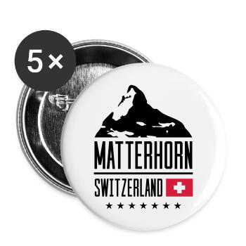 matterhorn switzerland mountain flag - Buttons groß 56 mm (5er Pack) - Weiß - Vorne