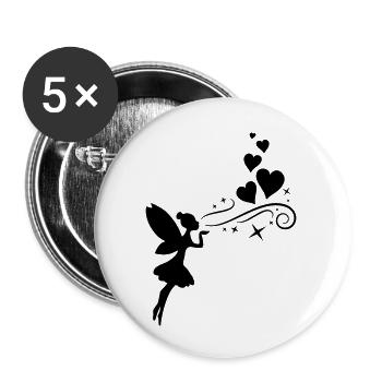 fairy fee hearts - Buttons groß 56 mm (5er Pack) - Weiß - Vorne