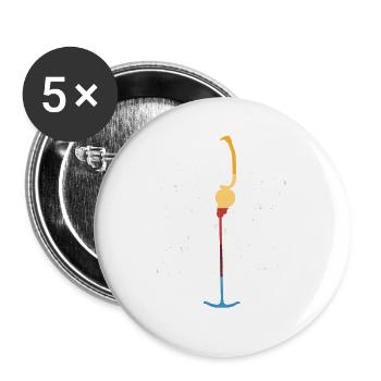 Rétro ancre ascenseur skieur snowboarder vacances d'hiver - Lot de 5 grands badges (56 mm) - blanc - Devant