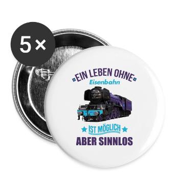 Lokführer shirt • Eisenbahn • Lokführer Geschenk - Buttons groß 56 mm (5er Pack) - Weiß - Vorne