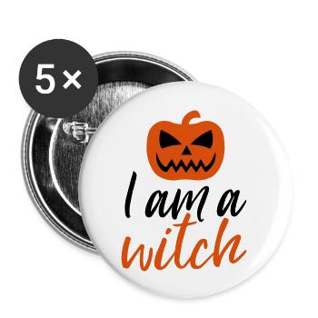 I am a Witch - Buttons large 2.2''/56 mm (5-pack) - white - Front