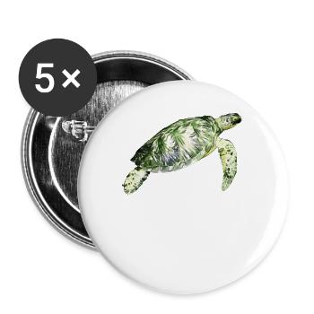 Tortue aquatique - Lot de 5 grands badges (56 mm) - blanc - Devant
