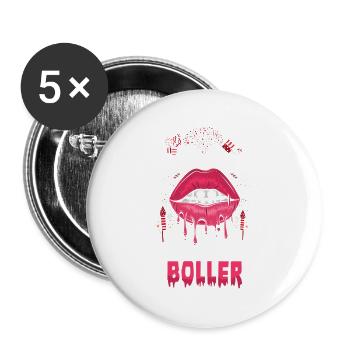KNALL MICH ICH BIN EIN VERZAUBERTER BÖLLER T-SHIRT - Buttons groß 56 mm (5er Pack) - Weiß - Vorne