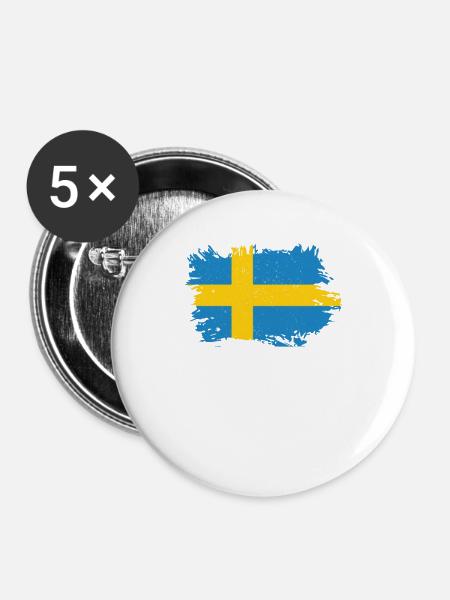 Schweden - Buttons groß 56 mm (5er Pack) - Weiß