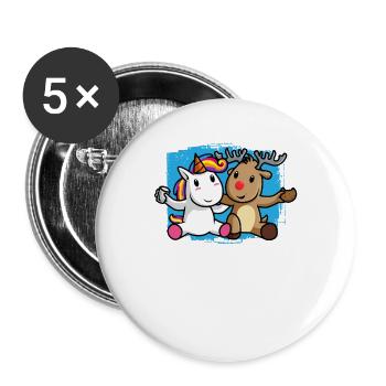 Amitié de renne licorne - Lot de 5 grands badges (56 mm) - blanc - Devant