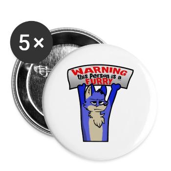 Achtung diese Person ist ein Furry - Buttons groß 56 mm (5er Pack) - Weiß - Vorne