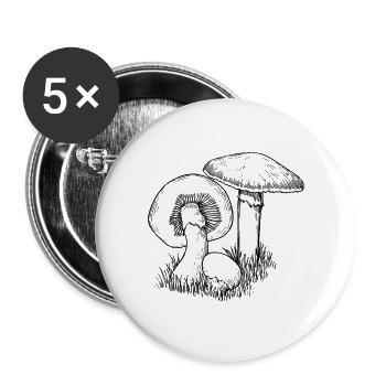 champignons - Lot de 5 grands badges (56 mm) - blanc - Devant