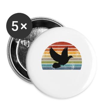 Taube Retro - Buttons groß 56 mm (5er Pack) - Weiß - Vorne