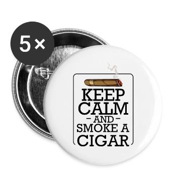 Cigare de dessin animé avec fumée — Style rétro - Lot de 5 grands badges (56 mm) - blanc - Devant