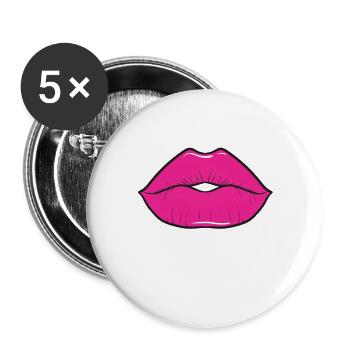 80 years Hot Pink Lips 80s theme party - Buttons large 2.2''/56 mm (5-pack) - white - Front