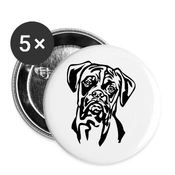 Tête de boxeur - Lot de 5 grands badges (56 mm) - blanc - Devant