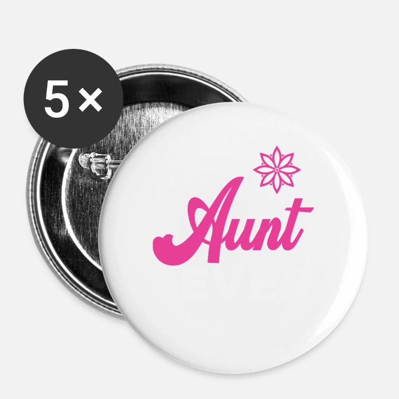 Best Aunt Ever - Buttons groß 56 mm (5er Pack) - Weiß