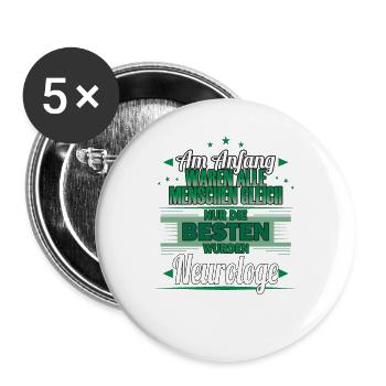 Am Anfang waren alle Menschen gleich - Neurologe - Buttons groß 56 mm (5er Pack) - Weiß - Vorne