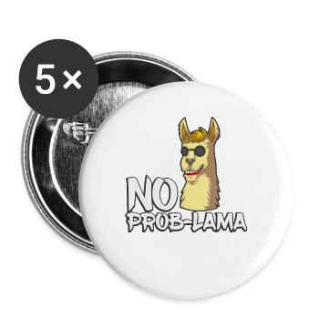 No Prob Lama - Lama mit Sonnenbrille - Buttons groß 56 mm (5er Pack) - Weiß - Vorne