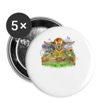 Ziege Aquarell - Buttons groß 56 mm (5er Pack) - Weiß - Vorne