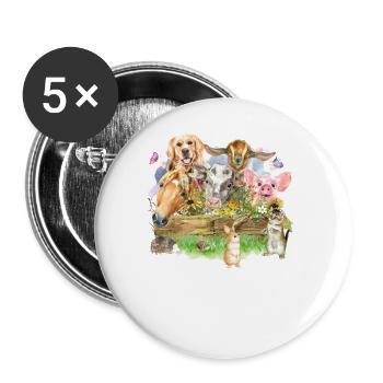 Vieh Aquarell - Buttons groß 56 mm (5er Pack) - Weiß - Vorne