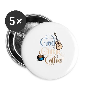 God Guitar Coffee - Buttons large 2.2''/56 mm (5-pack) - white - Front