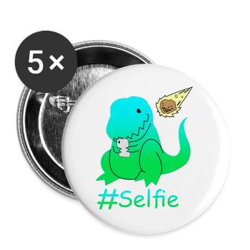 Dinosaure selfie drôle - Lot de 5 grands badges (56 mm) - blanc - Devant