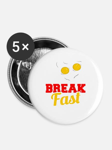 Frühstück - Buttons groß 56 mm (5er Pack) - Weiß
