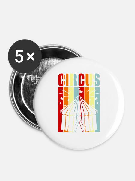 Zirkus - Buttons groß 56 mm (5er Pack) - Weiß