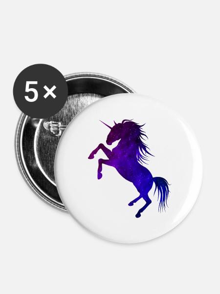 Einhorn Galaxie - Buttons groß 56 mm (5er Pack) - Weiß