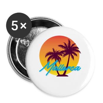 Mallorca - Palmen - Buttons groß 56 mm (5er Pack) - Weiß - Vorne