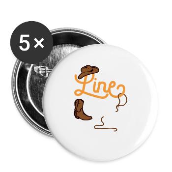 its line dance time Cowboy Tanz Country Humor - Buttons groß 56 mm (5er Pack) - Weiß - Vorne